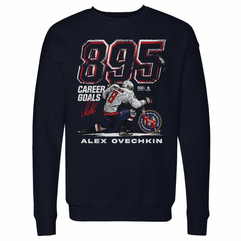 Alexander Ovechkin Washington Capitals 500 Level NHL All-Time Leading Goal Scorer Grunge Pullover Sweatshirt - Navy - NHL 203089729