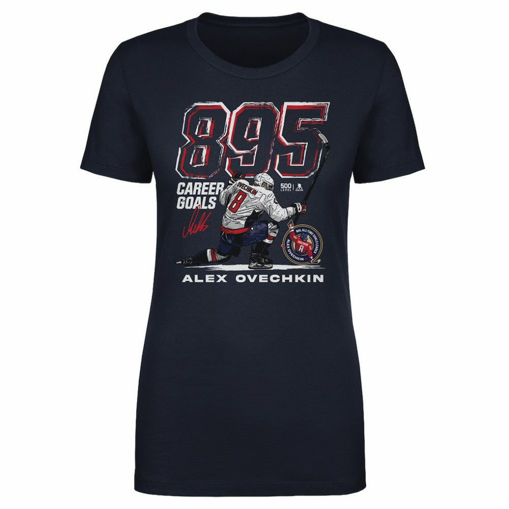 Alexander Ovechkin Washington Capitals 500 Level Women's NHL All-Time Leading Goal Scorer Grunge T-Shirt - Navy - NHL 203089731