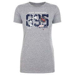 Alexander Ovechkin Washington Capitals 500 Level Women's NHL All-Time Leading Goal Scorer Overlay T-Shirt - Heather Gray - NHL 203089746
