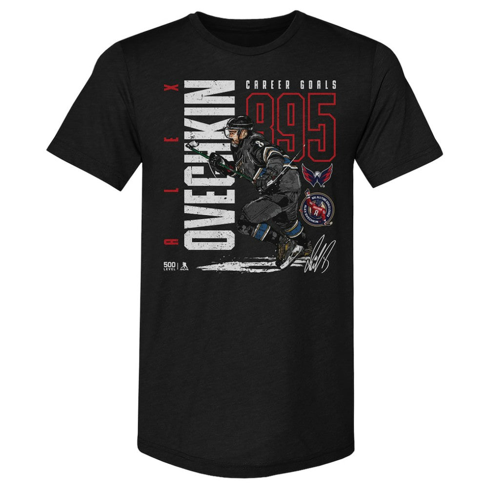 Alexander Ovechkin Washington Capitals 500 Level NHL All-Time Leading Goal Scorer Tri-Blend Throwback T-Shirt - Black - NHL 203089756