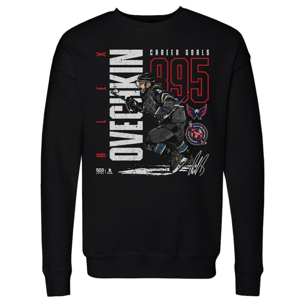 Alexander Ovechkin Washington Capitals 500 Level NHL All-Time Leading Goal Scorer Throwback Pullover Sweatshirt - Black - NHL 203089757