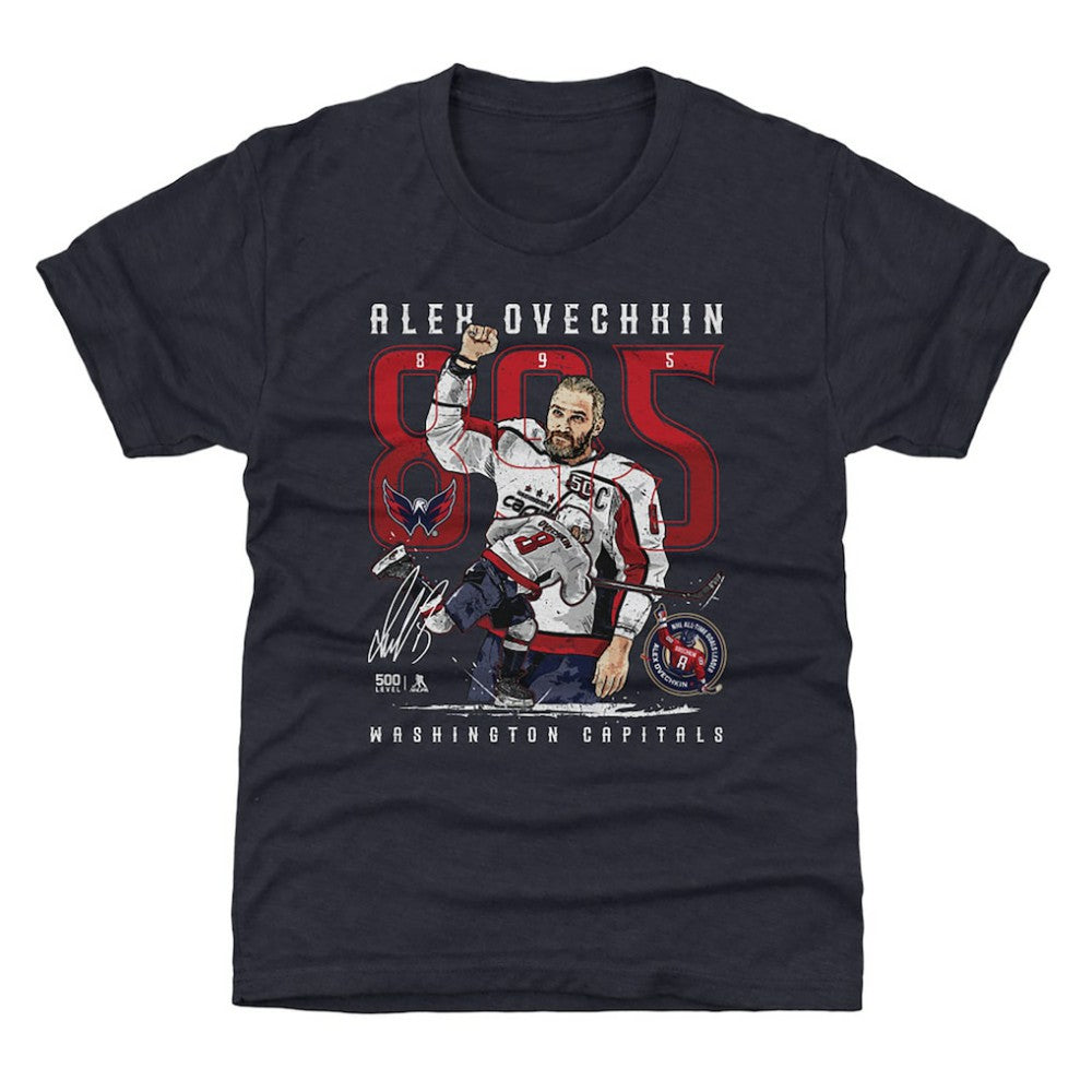 Alexander Ovechkin Washington Capitals 500 Level Youth NHL All-Time Leading Goal Scorer The Shot T-Shirt - Navy - NHL 203089763