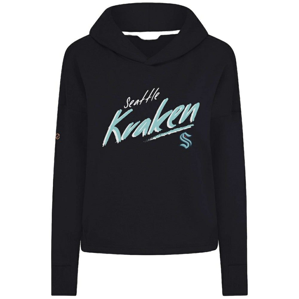 Seattle Kraken Levelwear Women's Sweet Sizzle Tri-Blend Cropped Pullover Hoodie - Black - NHL 203092215