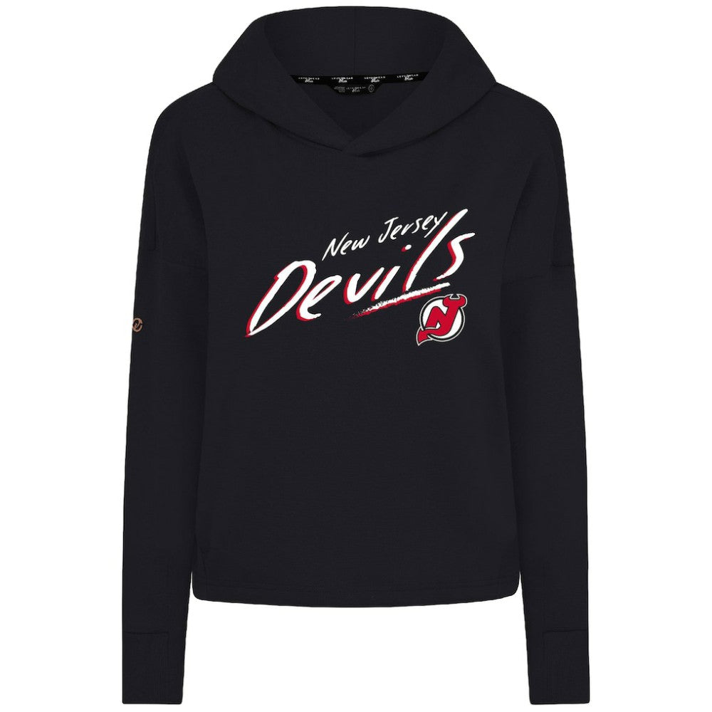 New Jersey Devils Levelwear Women's Sweet Sizzle Tri-Blend Cropped Pullover Hoodie - Black - NHL 203092217
