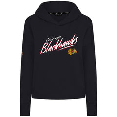 Chicago Blackhawks Levelwear Women's Sweet Sizzle Tri-Blend Cropped Pullover Hoodie - Black - NHL 203092219