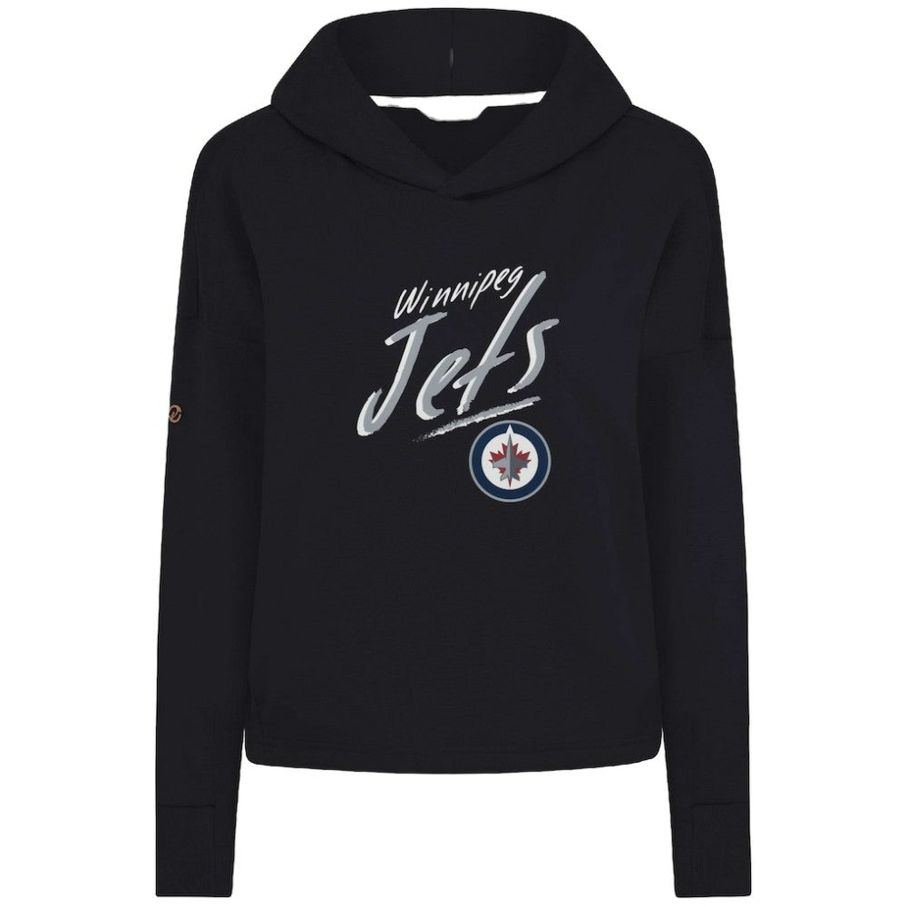 Winnipeg Jets Levelwear Women's Sweet Sizzle Tri-Blend Cropped Pullover Hoodie - Black - NHL 203092227