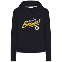 Boston Bruins Levelwear Women's Sweet Sizzle Tri-Blend Cropped Pullover Hoodie - Black - NHL 203092254