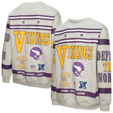 Mitchell & Ness Minnesota Vikings All Over Print Vintage Fleece Crewneck Sweatshirt Heather Gray