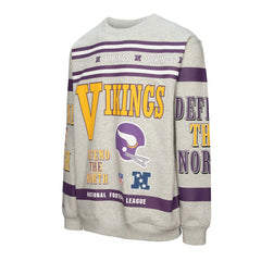 Mitchell & Ness Minnesota Vikings All Over Print Vintage Fleece Crewneck Sweatshirt Heather Gray