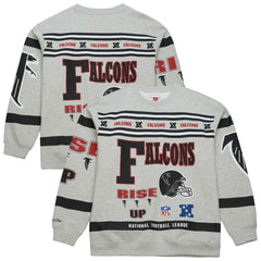 Mitchell & Ness Atlanta Falcons All Over Print Vintage Fleece Crewneck Sweatshirt Heather Gray