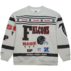 Mitchell & Ness Atlanta Falcons All Over Print Vintage Fleece Crewneck Sweatshirt Heather Gray