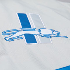 Mitchell & Ness Detroit Lions Tie Breaker Vintage Logo Lightweight Anorak Half-Zip Windbreaker Silver/Blue