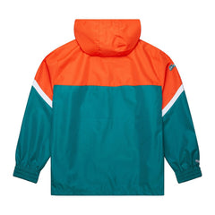 Mitchell & Ness Miami Dolphins Tie Breaker Vintage Logo Lightweight Anorak Half-Zip Windbreaker Orange/Aqua