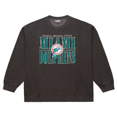 Mitchell & Ness Miami Dolphins Downtown Crew Vintage Logo Sweatshirt Black