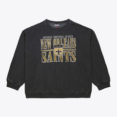 Mitchell & Ness New Orleans Saints Downtown Crew Vintage Logo Sweatshirt Black