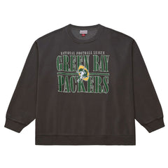 Mitchell & Ness Green Bay Packers Downtown Crew Vintage Logo Sweatshirt Black