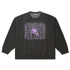Mitchell & Ness Minnesota Vikings Downtown Crew Vintage Logo Sweatshirt Black