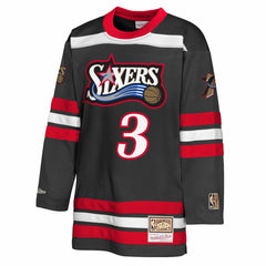 Allen Iverson Philadelphia 76ers Youth Maxxed Out 2.0 Fashion Hockey Jersey Black | Mitchell & Ness