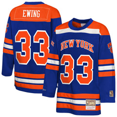 Patrick Ewing New York Knicks Youth Maxxed Out 2.0 Fashion Hockey Jersey Blue | Mitchell & Ness online