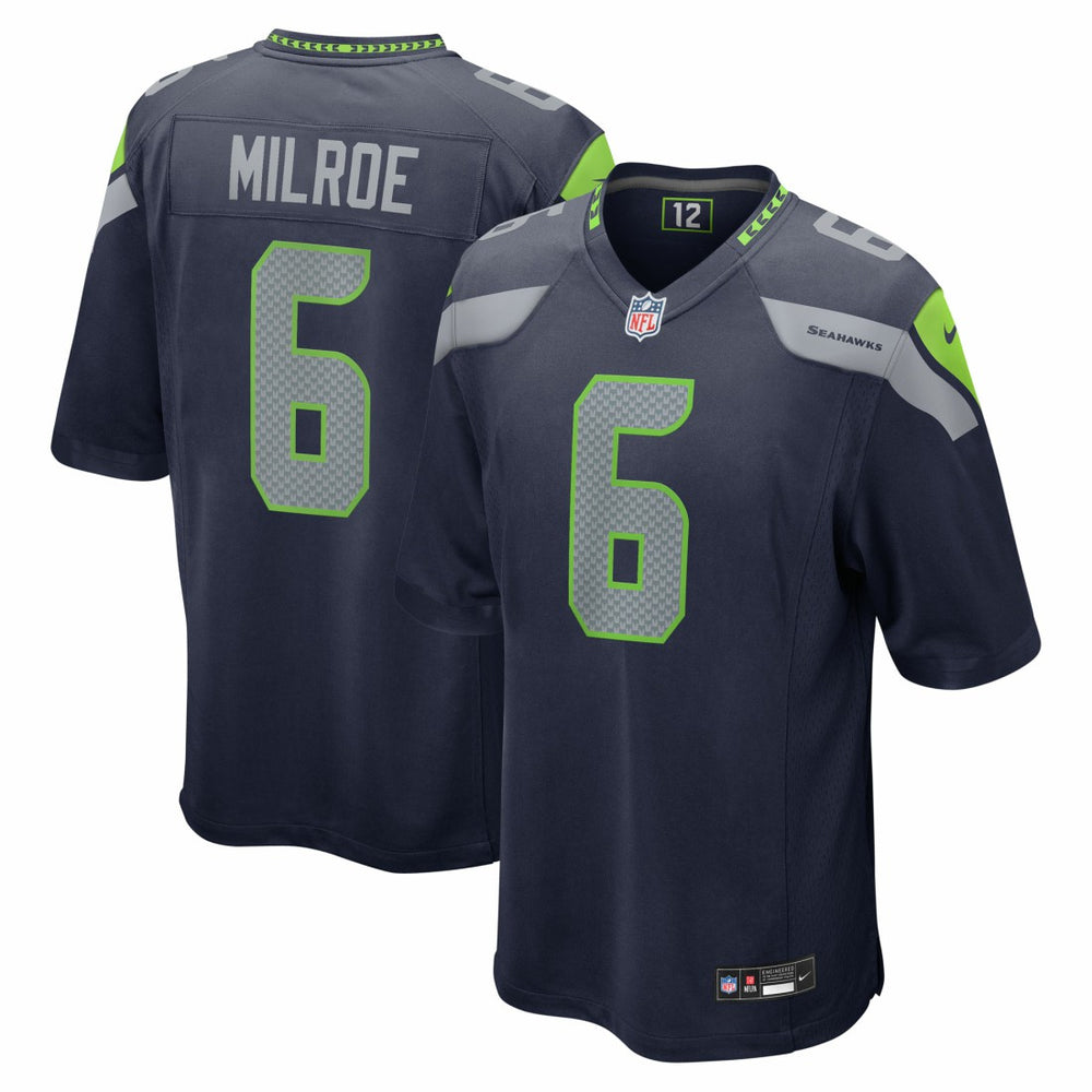 Nike Jalen Milroe Seattle Seahawks 2025 NFL Draft Game Jersey College Navy