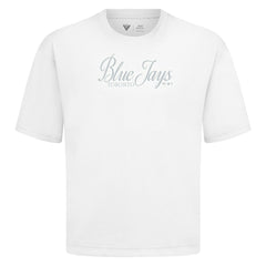 Toronto Blue Jays Levelwear Ethereal Oversized Luxe Signature Knit T-Shirt - White - MLB Sale