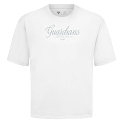 Cleveland Guardians Levelwear Ethereal Oversized Luxe Signature Knit T-Shirt - White - MLB Sale