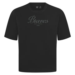 Atlanta Braves Levelwear Ethereal Oversized Luxe Signature Knit T-Shirt - Black - MLB Sale
