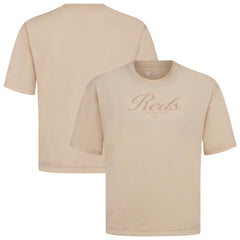 Cincinnati Reds Levelwear Ethereal Oversized Luxe Signature Knit T-Shirt - Khaki - MLB on Sale