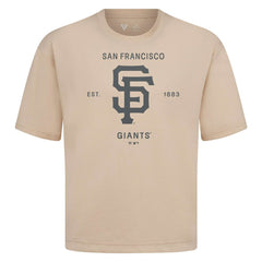 San Francisco Giants Levelwear Crossway Oversized Luxe Signature Knit T-Shirt - Khaki - MLB Sale