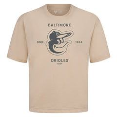 Baltimore Orioles Levelwear Crossway Oversized Luxe Signature Knit T-Shirt - Khaki - MLB on Sale