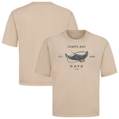 Tampa Bay Rays Levelwear Crossway Oversized Luxe Signature Knit T-Shirt - Khaki - MLB Discount