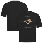 Toronto Blue Jays Levelwear Crossway Oversized Luxe Signature Knit T-Shirt - Black - MLB on Sale
