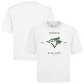 Toronto Blue Jays Levelwear Crossway Oversized Luxe Signature Knit T-Shirt - White - MLB on Sale