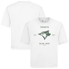 Toronto Blue Jays Levelwear Crossway Oversized Luxe Signature Knit T-Shirt - White - MLB on Sale