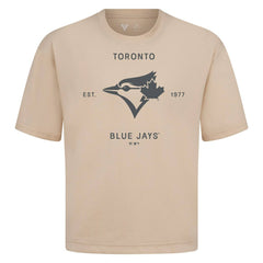 Toronto Blue Jays Levelwear Crossway Oversized Luxe Signature Knit T-Shirt - Khaki - MLB on Sale