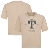 Texas Rangers Levelwear Crossway Oversized Luxe Signature Knit T-Shirt - Khaki - MLB Discount