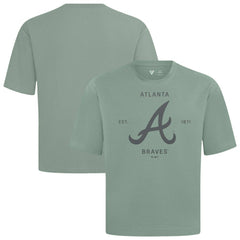 Atlanta Braves Levelwear Crossway Oversized Luxe Signature Knit T-Shirt - Green - MLB on Sale