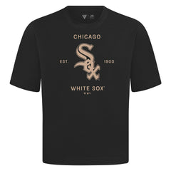 Chicago White Sox Levelwear Crossway Oversized Luxe Signature Knit T-Shirt - Black - MLB Sale