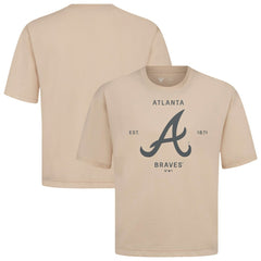 Atlanta Braves Levelwear Crossway Oversized Luxe Signature Knit T-Shirt - Khaki - MLB Online