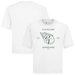 Cleveland Guardians Levelwear Crossway Oversized Luxe Signature Knit T-Shirt - White - MLB Lifestyle