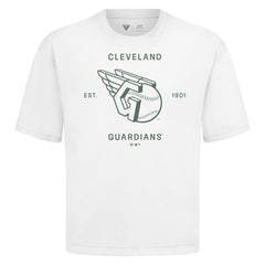 Cleveland Guardians Levelwear Crossway Oversized Luxe Signature Knit T-Shirt - White - MLB Lifestyle
