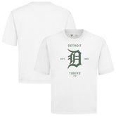 Detroit Tigers Levelwear Crossway Oversized Luxe Signature Knit T-Shirt - White - MLB Discount