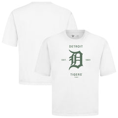 Detroit Tigers Levelwear Crossway Oversized Luxe Signature Knit T-Shirt - White - MLB Discount