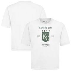 Kansas City Royals Levelwear Crossway Oversized Luxe Signature Knit T-Shirt - White - MLB Discount