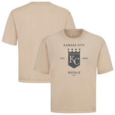 Kansas City Royals Levelwear Crossway Oversized Luxe Signature Knit T-Shirt - Khaki - MLB on Sale