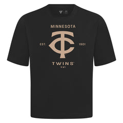 Minnesota Twins Levelwear Crossway Oversized Luxe Signature Knit T-Shirt - Black - MLB Lifestyle