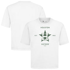 Houston Astros Levelwear Crossway Oversized Luxe Signature Knit T-Shirt - White - MLB Lifestyle