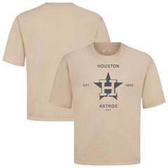 Houston Astros Levelwear Crossway Oversized Luxe Signature Knit T-Shirt - Khaki - MLB Online