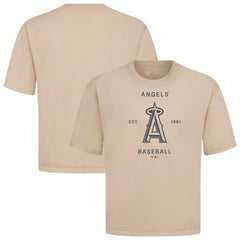 Los Angeles Angels Levelwear Crossway Oversized Luxe Signature Knit T-Shirt - Khaki - MLB on Sale