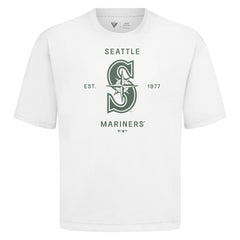 Seattle Mariners Levelwear Crossway Oversized Luxe Signature Knit T-Shirt - White - MLB Sale